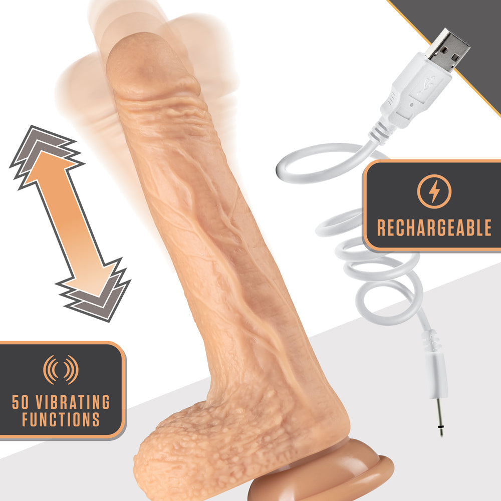 Dr. Skin Silicone Dr. Grey 7.75 in. Thrusting &amp; Gyrating Dildo with Remote Control Beige