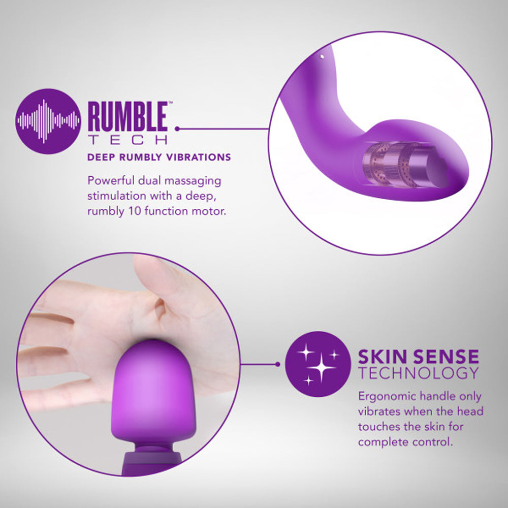 Wellness Dual Sense Rechargeable Silicone Dual Ended G-Spot &amp; Wand Vibrator Purple