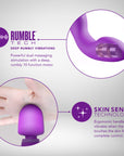Wellness Dual Sense Rechargeable Silicone Dual Ended G-Spot & Wand Vibrator Purple