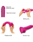 Strap-On-Me Realistic Collection Sliding Skin Dual-Density Silicone Dildo Fuchsia S