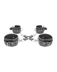 Ouch! Black & White Bonded Leather Hogtie With Hand & Ankle Cuffs Black