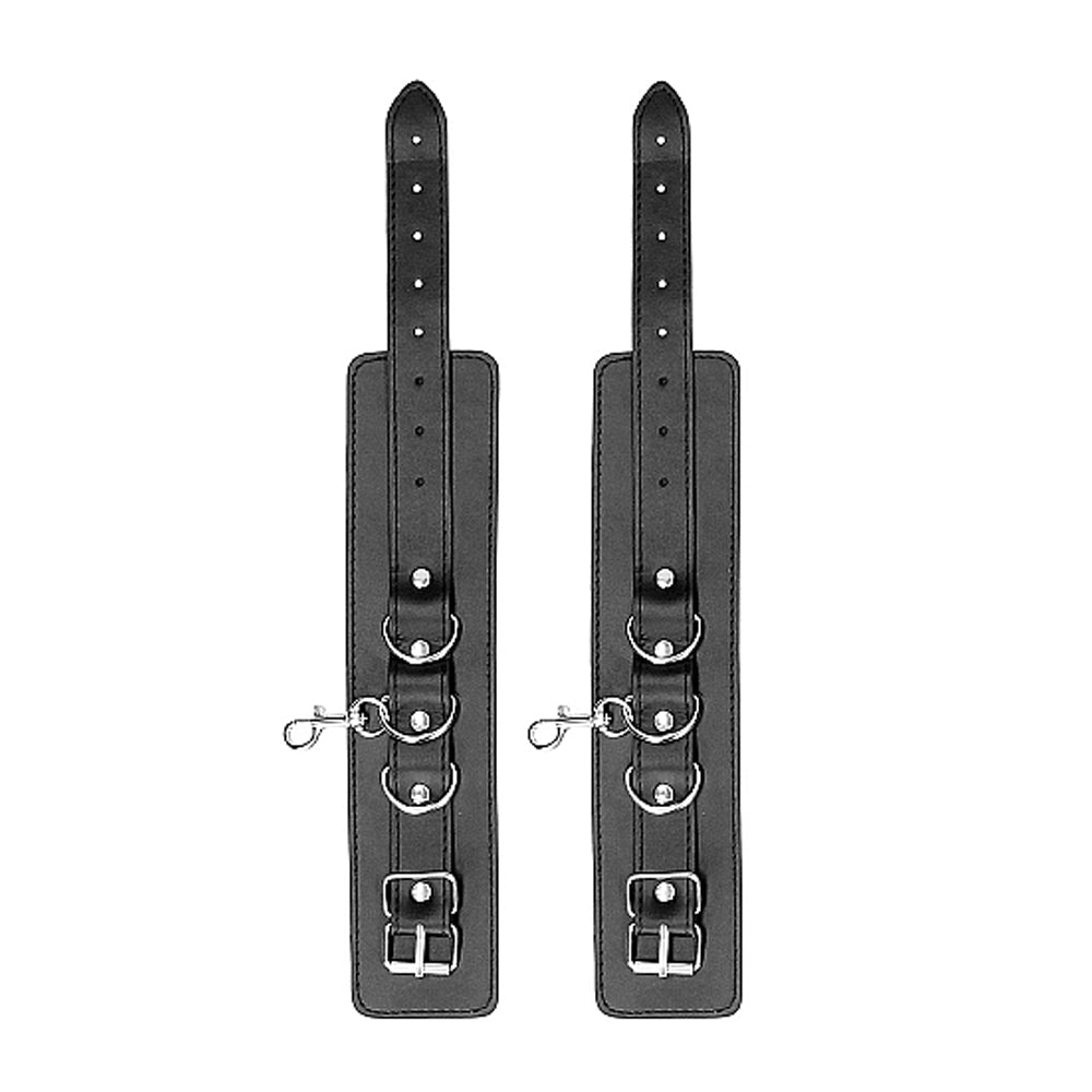 Ouch! Black &amp; White Bonded Leather Hogtie With Hand &amp; Ankle Cuffs Black