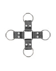 Ouch! Black & White Bonded Leather Hogtie With Hand & Ankle Cuffs Black