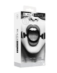 Ouch! Black & White Silicone Ring Gag With Adjustable Bonded Leather Straps Black