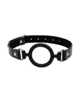 Ouch! Black & White Silicone Ring Gag With Adjustable Bonded Leather Straps Black