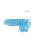 RealRock Crystal Clear Realistic 6 in. Dildo With Balls and Suction Cup Blue