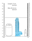 RealRock Crystal Clear Realistic 6 in. Dildo With Balls and Suction Cup Blue