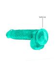 RealRock Crystal Clear Realistic 6 in. Dildo With Balls and Suction Cup Turquoise