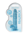 RealRock Crystal Clear Realistic 7 in. Dildo With Balls and Suction Cup Blue