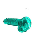 RealRock Crystal Clear Realistic 7 in. Dildo With Balls and Suction Cup Turquoise