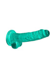 RealRock Crystal Clear Realistic 7 in. Dildo With Balls and Suction Cup Turquoise