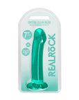 RealRock Crystal Clear Non-Realistic 7 in. Dildo With Suction Cup Turquoise