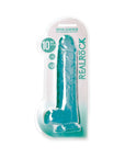 RealRock Crystal Clear Realistic 10 in. Dildo With Balls and Suction Cup Turquoise