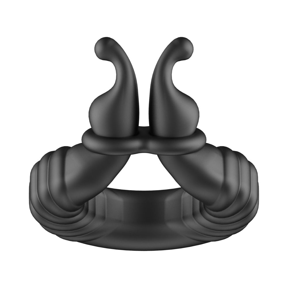 Forto F-24 Rechargeable Silicone Textured Vibrating Cockring Black