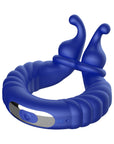 Forto F-24 Rechargeable Silicone Textured Vibrating Cockring Blue