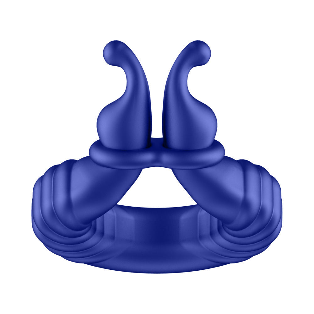 Forto F-24 Rechargeable Silicone Textured Vibrating Cockring Blue