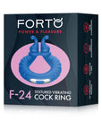 Forto F-24 Rechargeable Silicone Textured Vibrating Cockring Blue