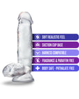 B Yours Diamond Gleam 7 in. Dildo with Balls Clear