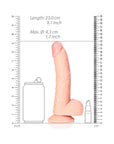 RealRock Realistic 8 in. Curved Dildo With Balls and Suction Cup Beige