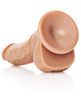 RealRock Realistic 8 in. Curved Dildo With Balls and Suction Cup Tan