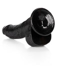 RealRock Realistic 8 in. Curved Dildo With Balls and Suction Cup Black