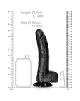 RealRock Realistic 8 in. Curved Dildo With Balls and Suction Cup Black