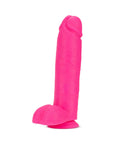 Neo 10 in. Dual Density Dildo with Balls Neon Pink