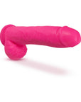 Neo 10 in. Dual Density Dildo with Balls Neon Pink