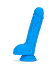 Neo 9 in. Dual Density Dildo with Balls Neon Blue