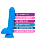 Neo 9 in. Dual Density Dildo with Balls Neon Blue