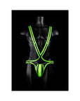 Ouch! Glow in the Dark Bonded Leather Full-Body Harness Neon Green L/XL