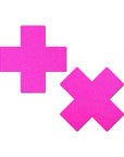 Pastease Plus X: Neon Pink Day-Glow Lycra Cross Nipple Pasties