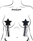 Tassel Pasties: Black Sparkle Star Pastease with Long Fringe Nipple Pasties