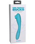 This Product Sucks Rechargeable Bendable Dual Ended Silicone Sucking Clitoral Stimulator & G-Spot Vibrator Teal