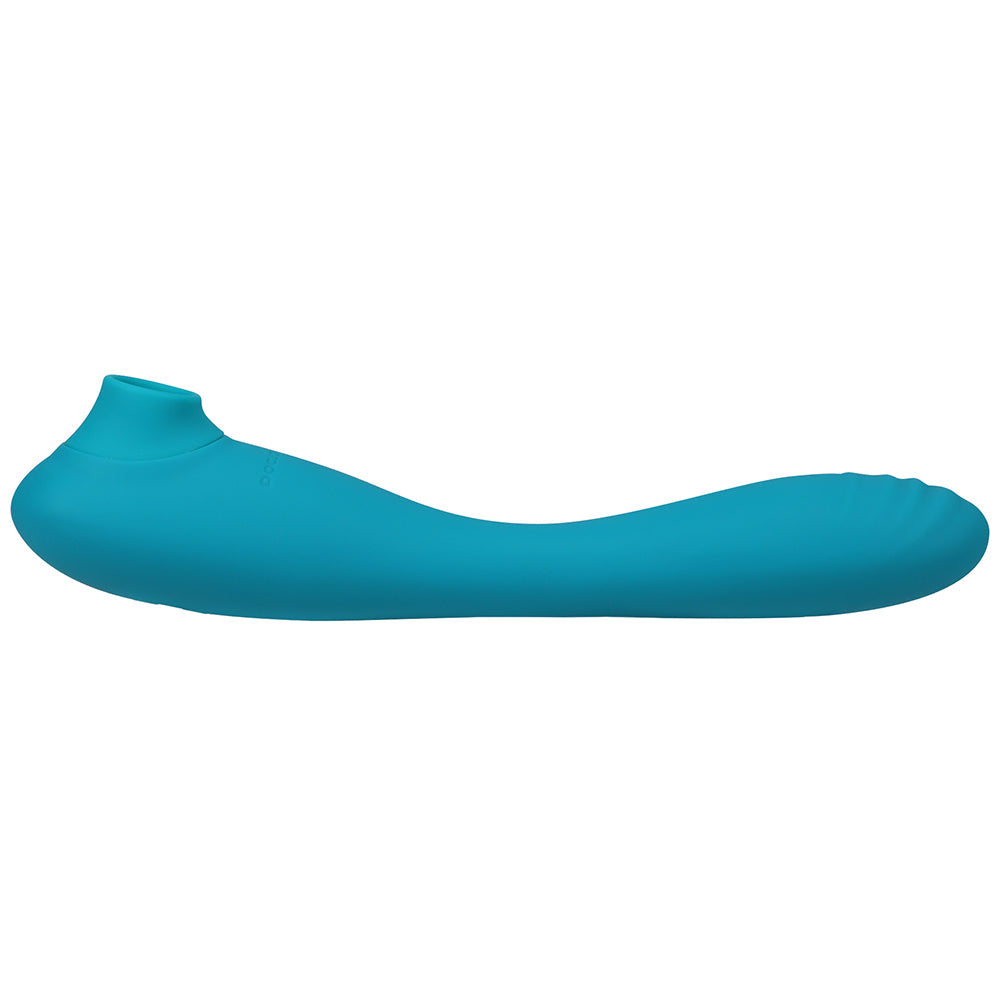This Product Sucks Rechargeable Bendable Dual Ended Silicone Sucking Clitoral Stimulator &amp; G-Spot Vibrator Teal