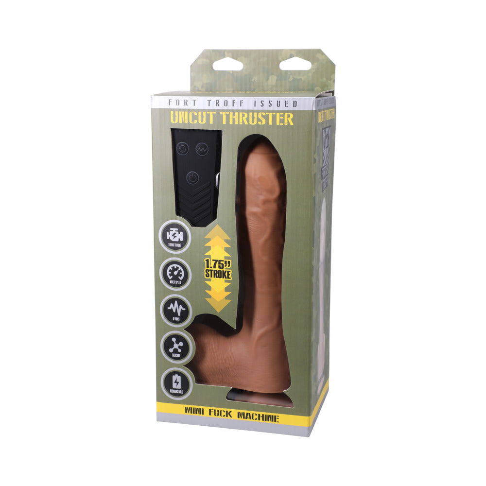 Fort Troff Uncut Thruster Mini Fuck Machine Rechargeable Remote-Controlled Silicone 8.5 in. Thrusting Dildo Tan