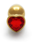 Ouch! Heart Gem Butt Plug Medium Gold/Ruby Red