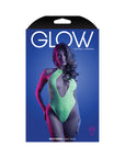 Fantasy Lingerie Glow Nocturnal Keyhole Halter Tie Teddy with Snap Closure Neon Lemon S/M