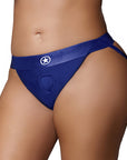 Ouch! Vibrating Strap-on Panty Harness with Open Royal Blue Black XL/XXL