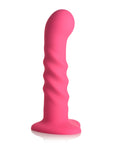Simply Sweet 21X Vibrating Ribbed Silicone Dildo W/ Remote Pink