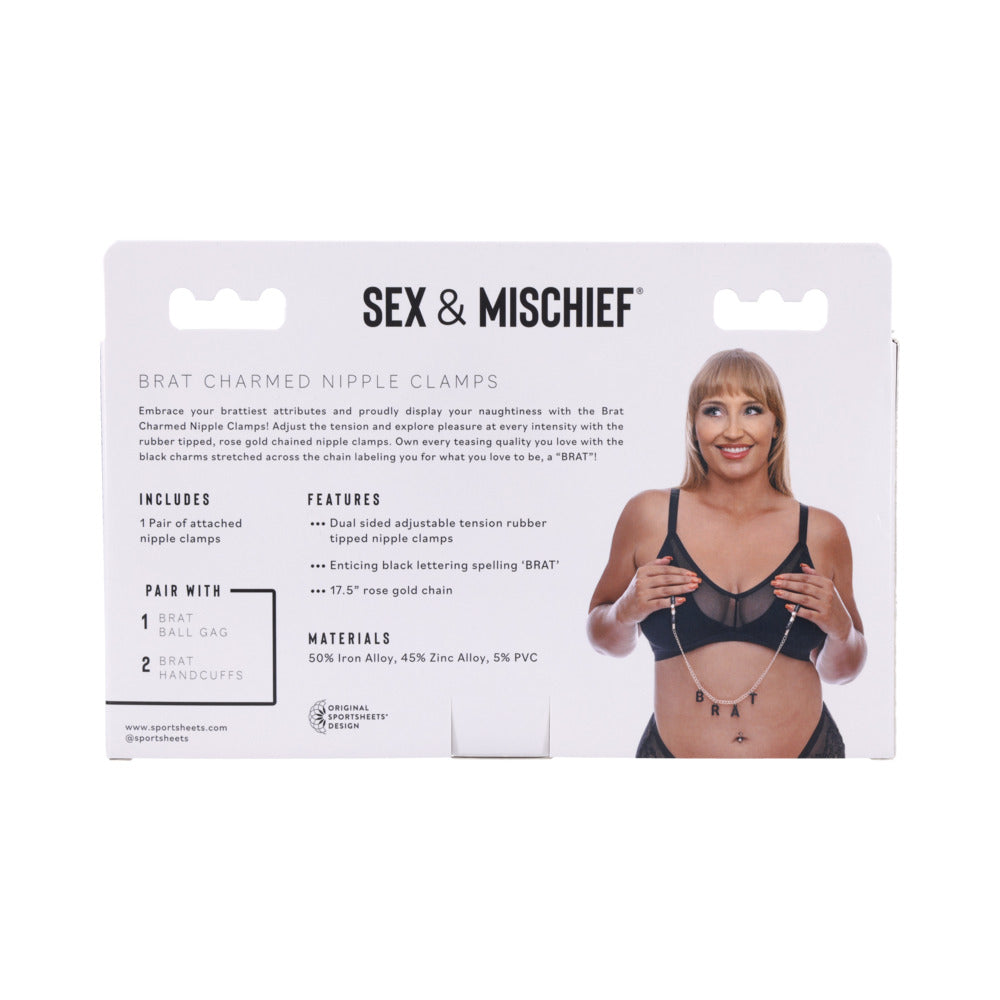 Sportsheets Sex &amp; Mischief Brat Charmed Nipple Clamps