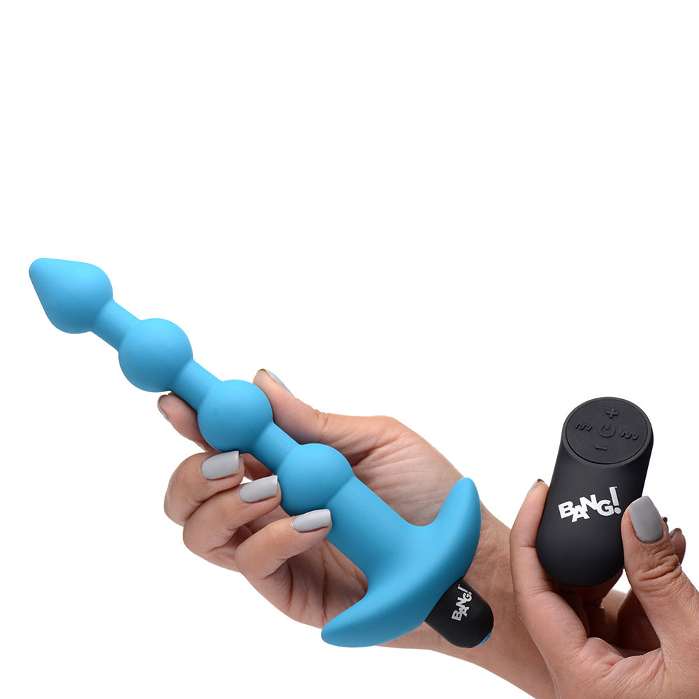 BANG! Vibrating Silicone Anal Beads &amp; Remote Control Blue