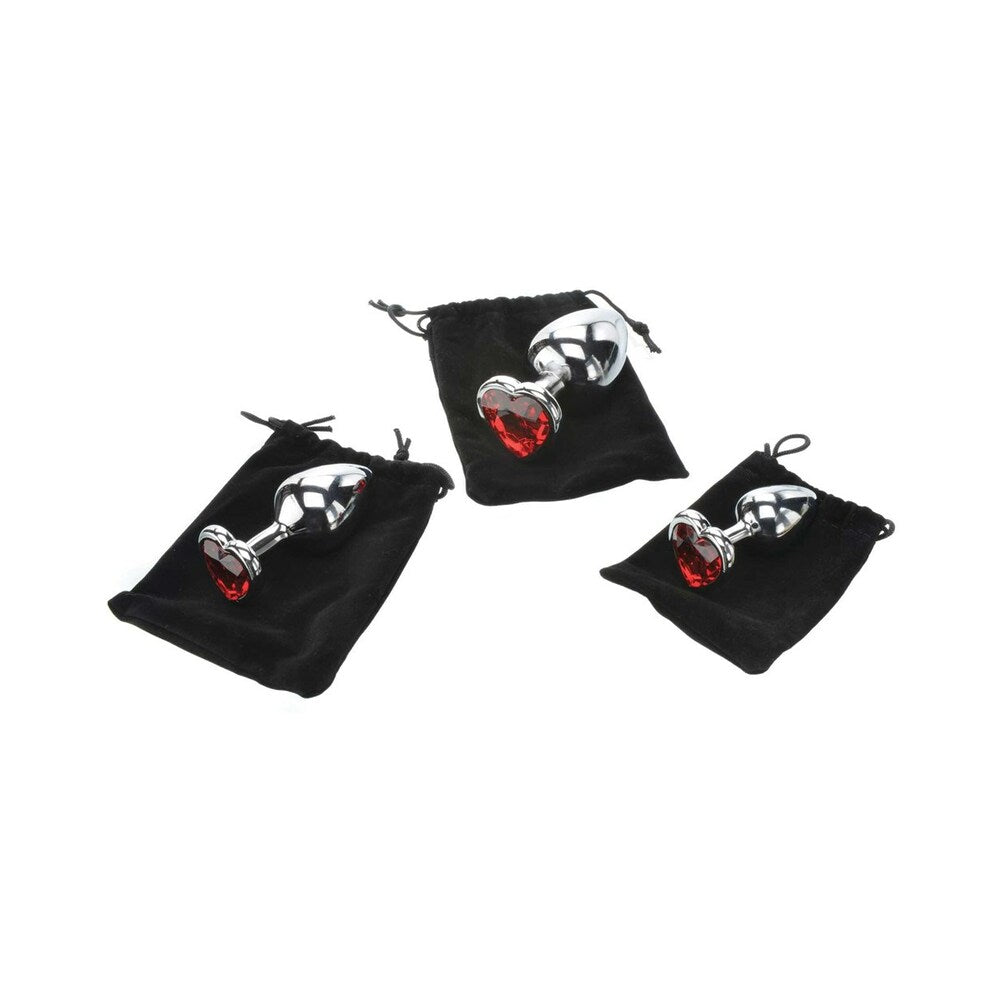 Adam &amp; Eve Three Hearts Gem Anal Plug Set