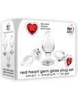 Adam & Eve Red Heart Gem Glass Plug Set
