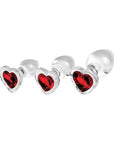 Adam & Eve Red Heart Gem Glass Plug Set