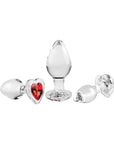 Adam & Eve Red Heart Gem Glass Plug Set