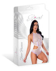 Magic Silk Sheer Passion Halter Teddy White/Lavender S/M