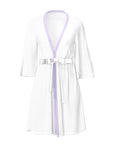 Magic Silk Sheer Passion Flutter Sleeve Robe White/Lavender S/M