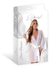 Magic Silk Sheer Passion Flutter Sleeve Robe White/Lavender S/M
