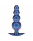 Ouch! Smooth Silicone Beaded Anal Plug 4.6 in. Metallic Blue
